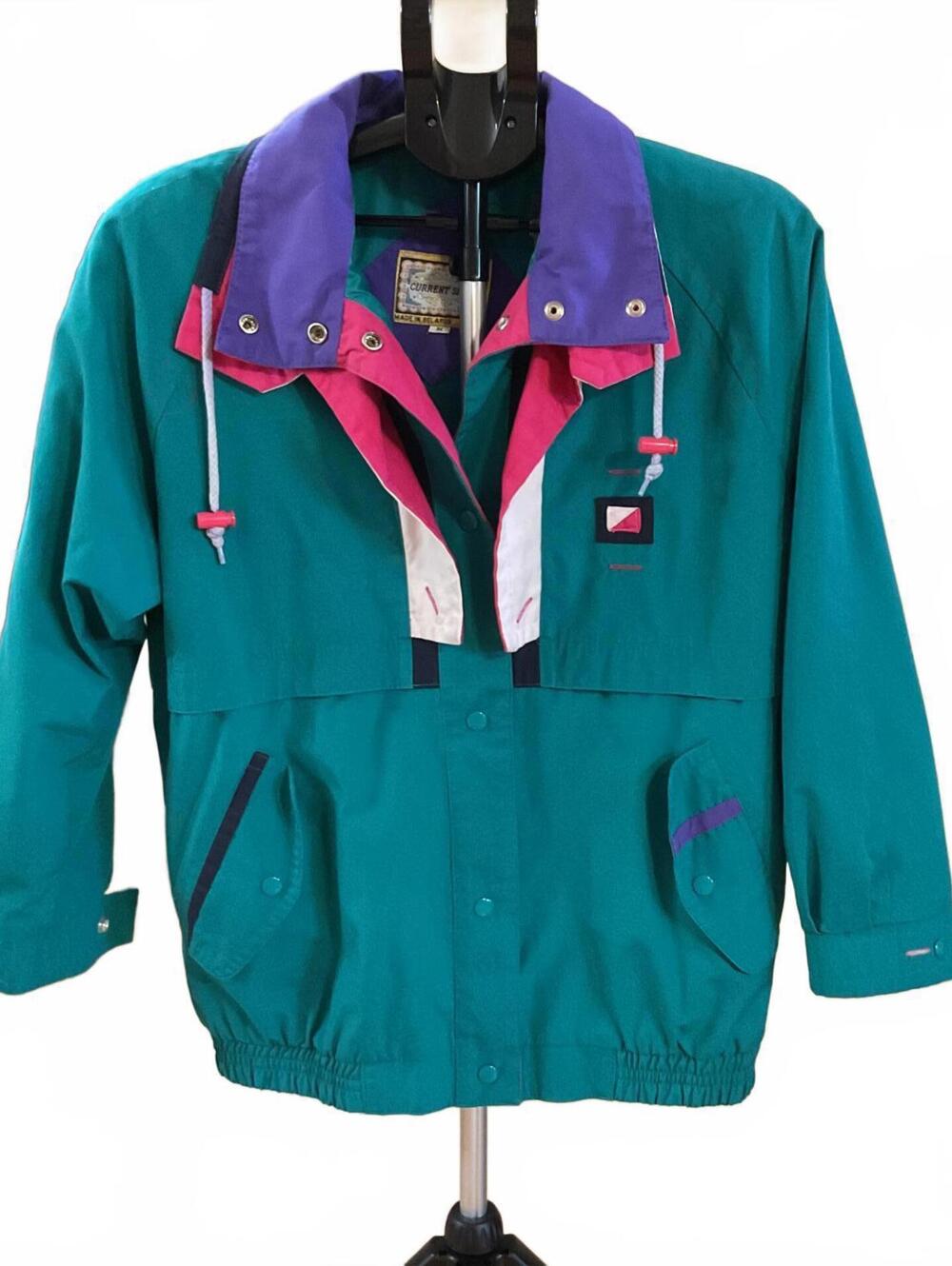 Vintage  80s/90s Current Seen retro colorblock Windbreaker Womens Size Medium
